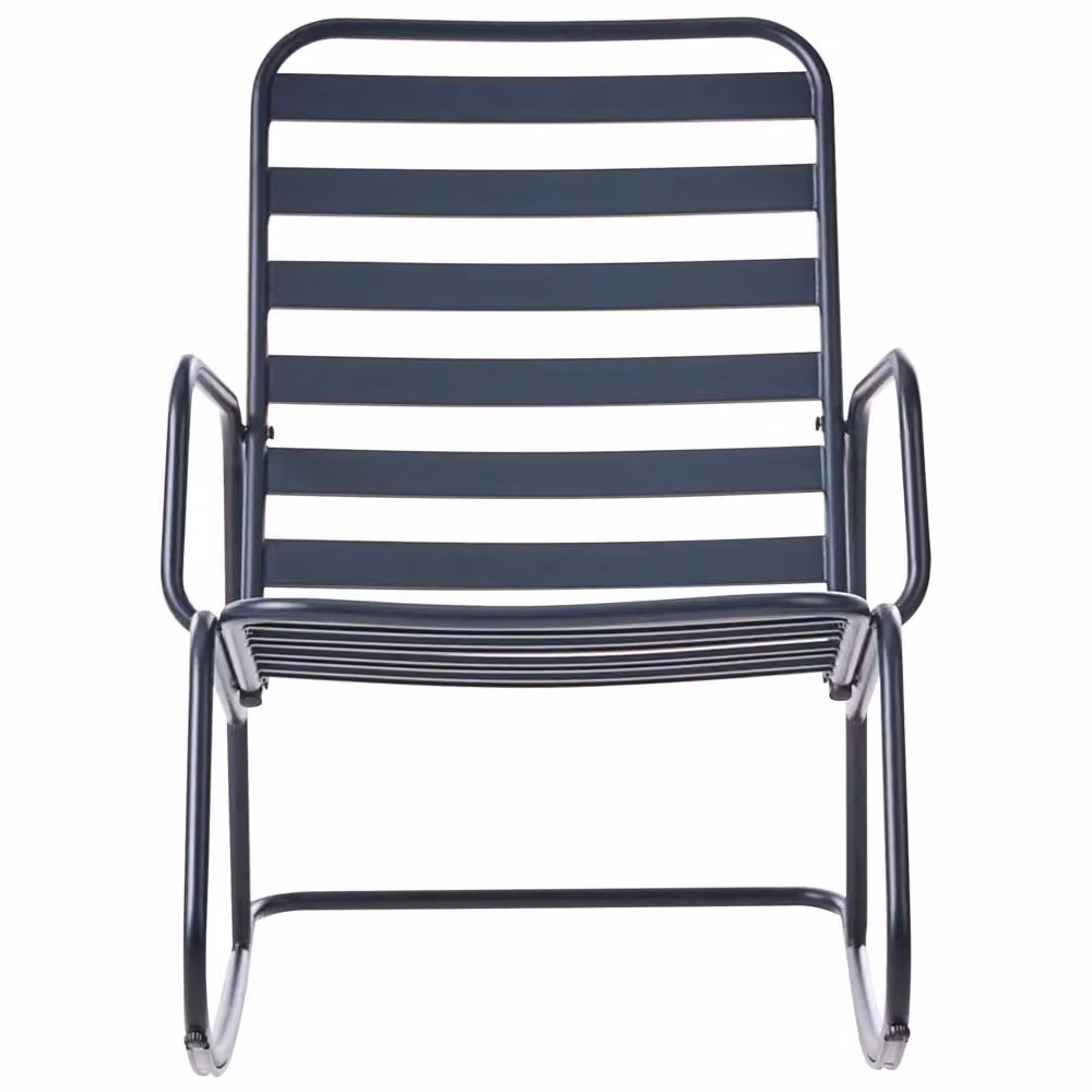 Sedia a dondolo da giardino Beliani IT in alluminio nero con braccioli e design moderno per esterni L/P/H: 120 x 48 x 66 cm – 2
