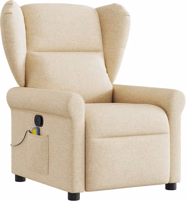 Poltrona Massaggiante | Sedia Relax Reclinabile Crema in Tessuto