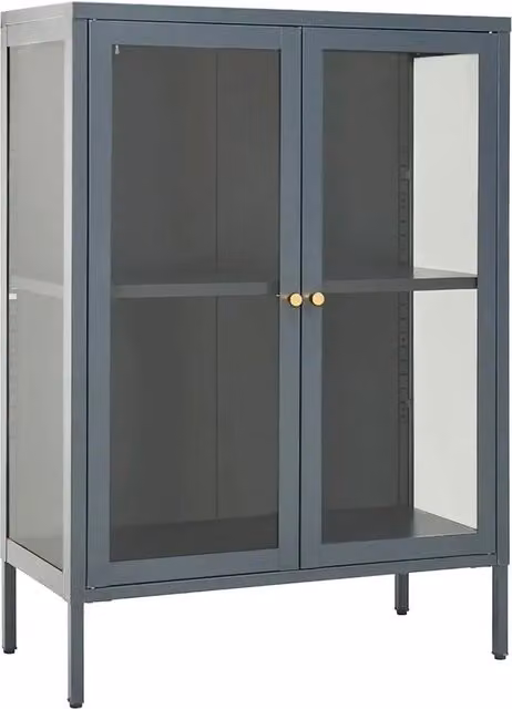 Credenza | Madia | Buffet da pranzo | Armadio da pranzo Antracite 75x35x105 cm in Acciaio e Vetro