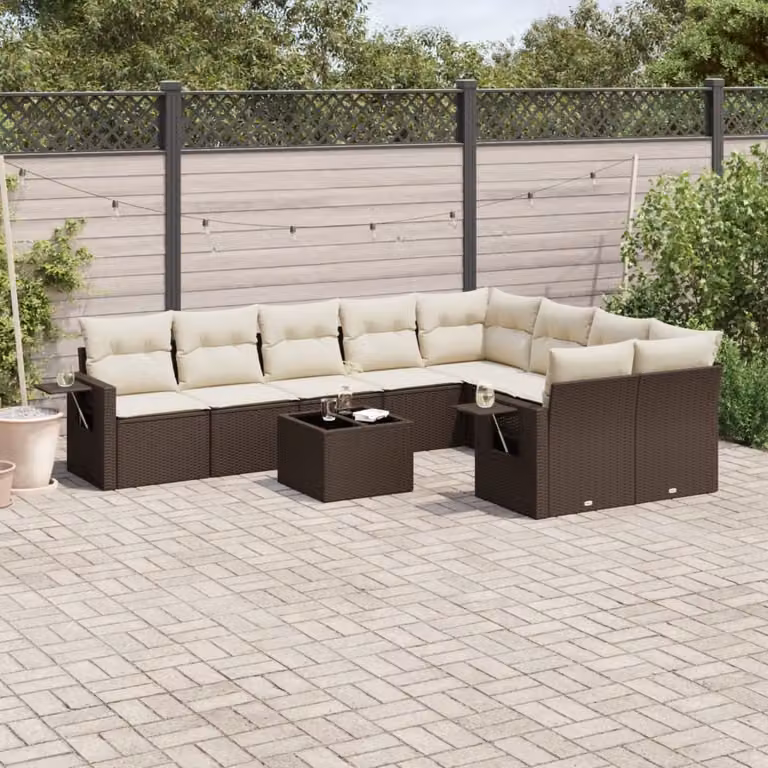 Maison Exclusive - Set Divani da Giardino 10pz con Cuscini in Polyrattan Marrone