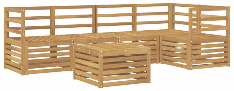 Set di divani da esterno, 6 pezzi, colore bianco, dimensioni 59 x 59 x 37 cm