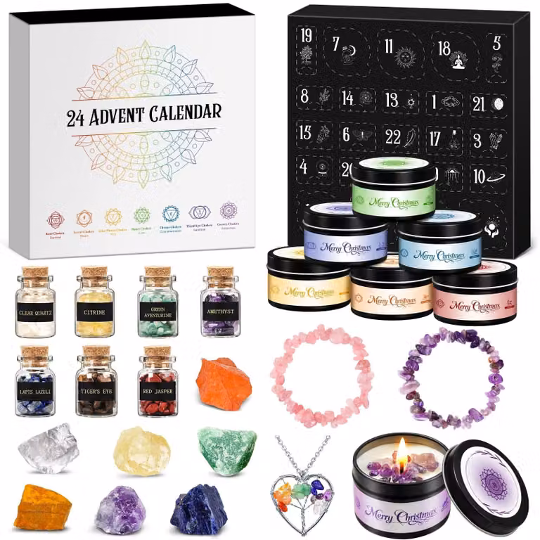 Solidchoice - Calendario dell'Avvento con candele profumate e pietre preziose