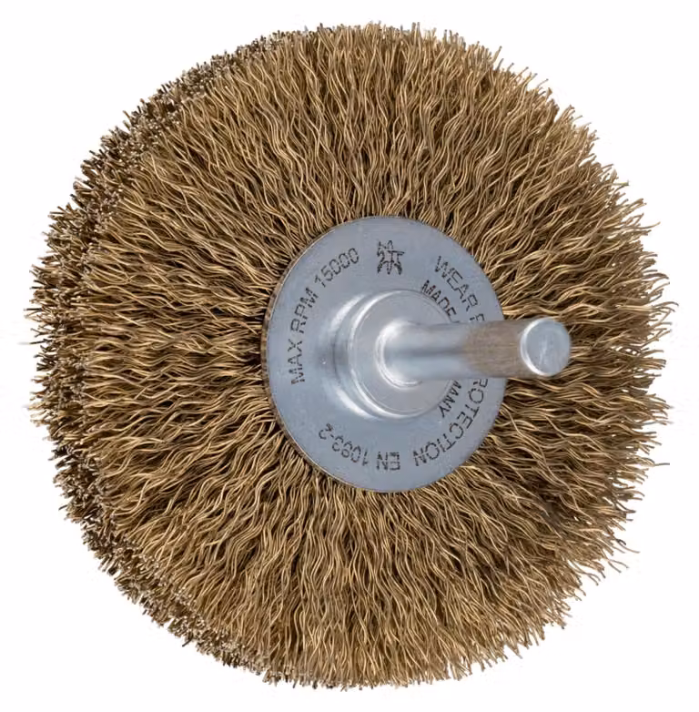 PFERD TOOLS Spazzola circolare non intrecciata RBU Ø70x15 mm Ø gambo 6 mm Filo metallico in acciaio ottonato Ø0,25 mm