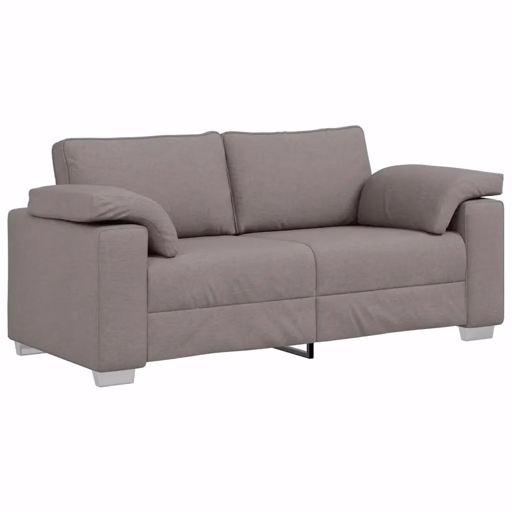 Divano a due posti moderno vidaXL in tessuto beige o grigio con cuscini inclusi, L: 180 cm, P: 82 cm, H: 77 cm – 2