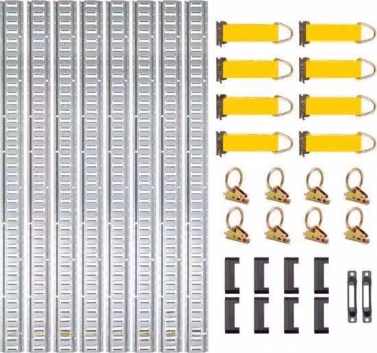 Binari di ancoraggio E-Track, set da 34 pezzi, 1,52 m, trasporti pesanti