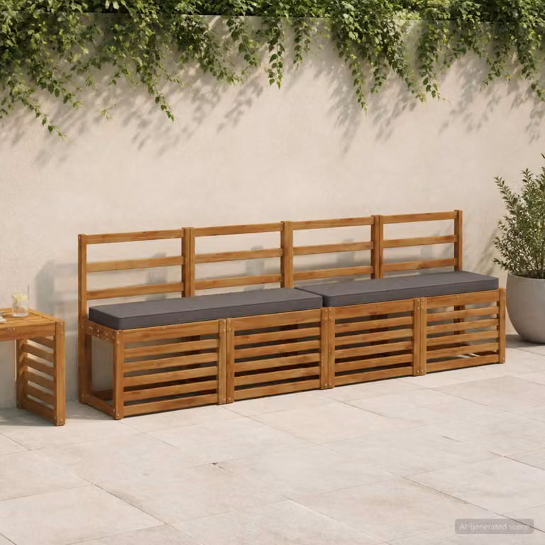 Set di 2 cuscini per panchina vidaXL VUGHT in poliestere grigi con rivestimento rimovibile e resistente ai raggi UV