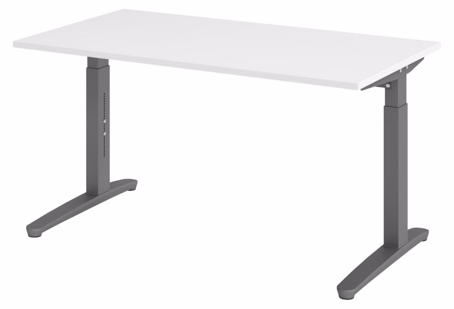 Scrivania della serie bümö XB - Finitura: Bianco, Struttura: Grigio antracite, Dimensioni: 140 x 80 cm