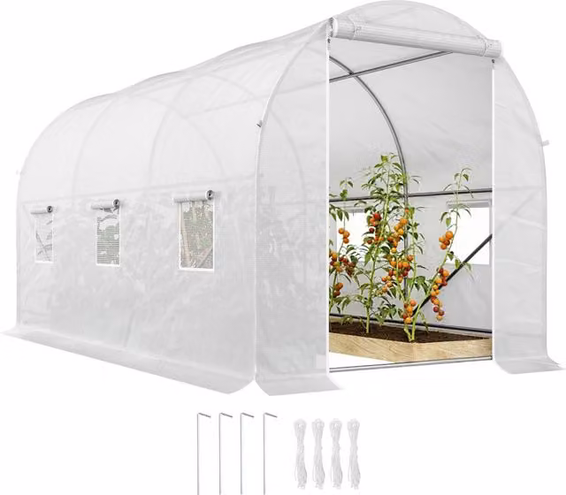 Serra Tunnel per Giardino Xylo in Metallo e PE Bianco con Porte e Finestre L: 3.5 m, P: 2 m, H: 2 m