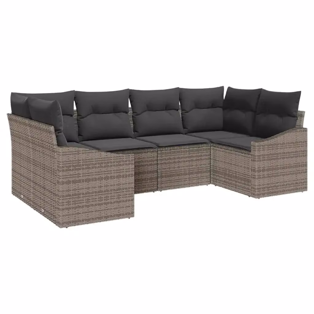 Set di divani da giardino vidaXL in rattan grigio con cuscini e tavolino da esterno, composizione a L moderna con struttura in acciaio e sedute imbottite – 2