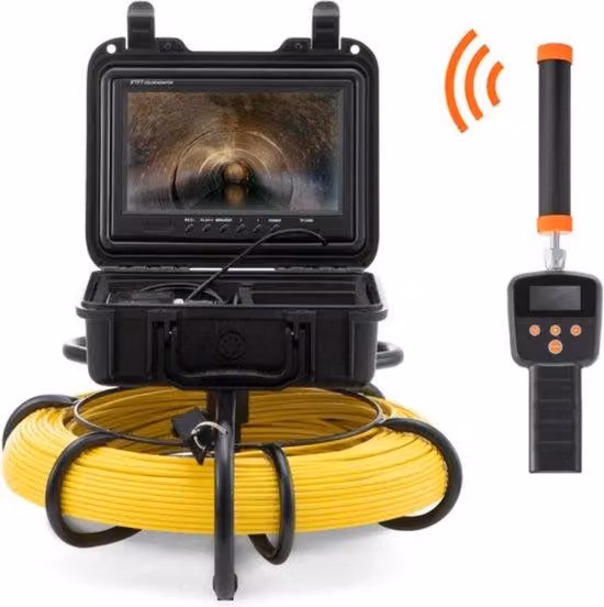 Telecamera endoscopica professionale con portata di 91,5 m, accessori e monitor inclusi, nera