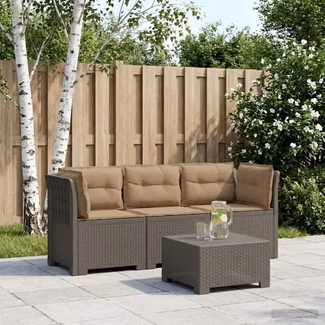 Divano da esterno-Divano da Giardino 3 posti con cuscini in look rattan PP 399645