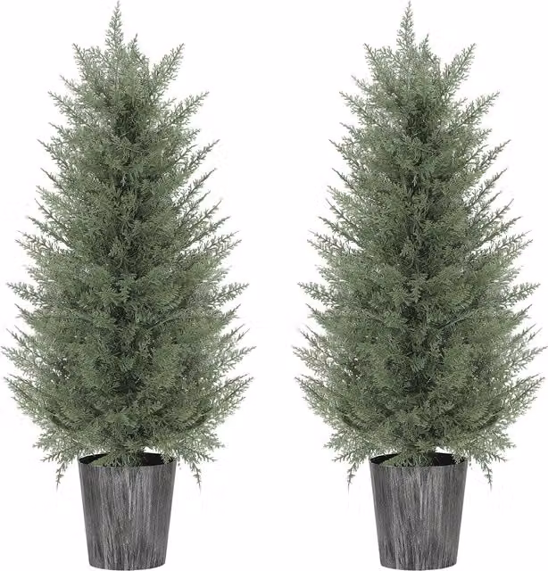 Set da 2 alberi di cipresso artificiali HOMCOM in plastica verde, H: 90 cm, L/P: 15 x 15 cm
