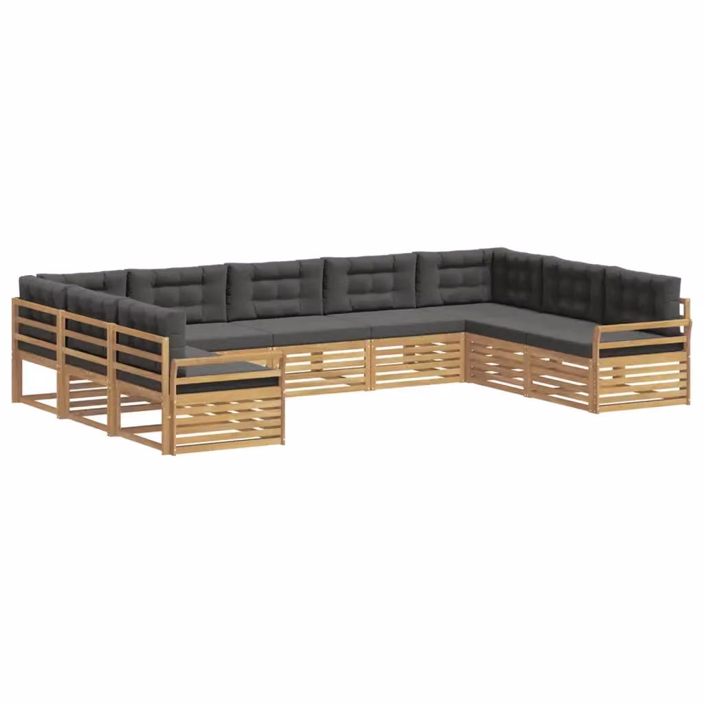 Set di divani da esterno a L vidaXL in legno di acacia con cuscini Bianco e Antracite – 2