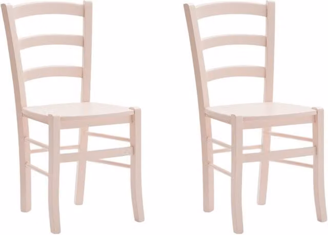 Set di 2 sedie shabby chic in legno di faggio laccato rosa per la tua cucina Mobili 2G