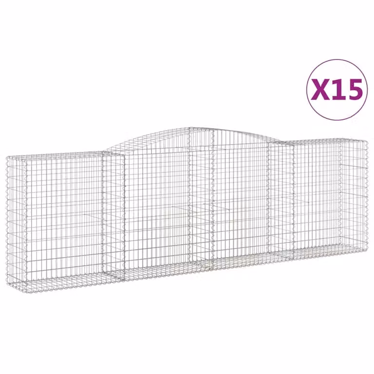 Cesti Gabbioni ad Arco 15 pz 400x50x120/140 cm Ferro Zincato