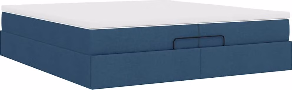 Struttura Letto Pouf con Materassi Blu 200x200 cm in Tessuto