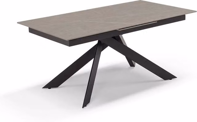 Tavolo da pranzo allungabile Antares Redokasa con top in grès ceramico grigio opaco e struttura in metallo, ideale per cucina e soggiorno