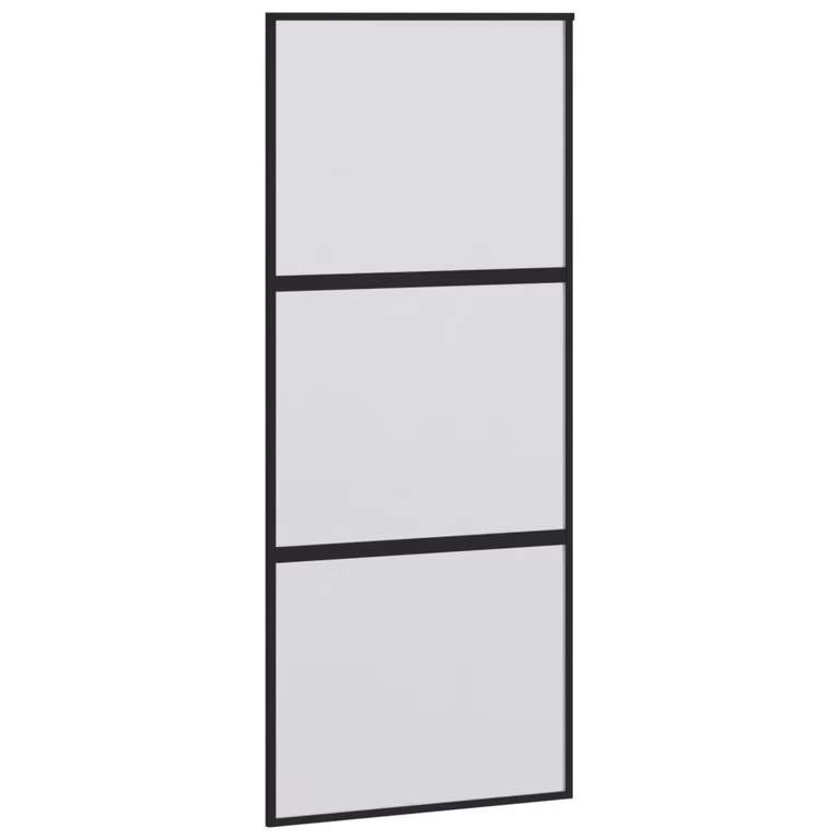 Porta Scorrevole Nera 90x205 cm in Vetro Temperato e Alluminio
