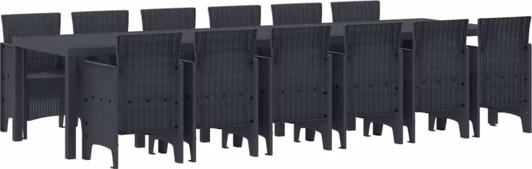 Maison Exclusive - Set da giardino per 13 persone, colore antracite, struttura in rattan sintetico