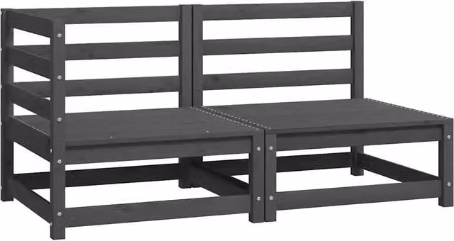 Set Divani da Giardino L Shape DESIGN IN in Legno di Pino con Cuscini Grigio