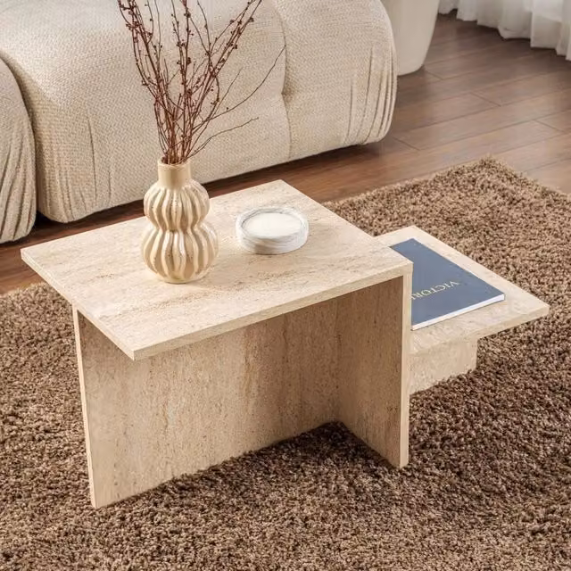 Tavolino da salotto Varian DMORA beige con ripiano per portariviste L: 80 cm, P: 40 cm, H: 40 cm – 1