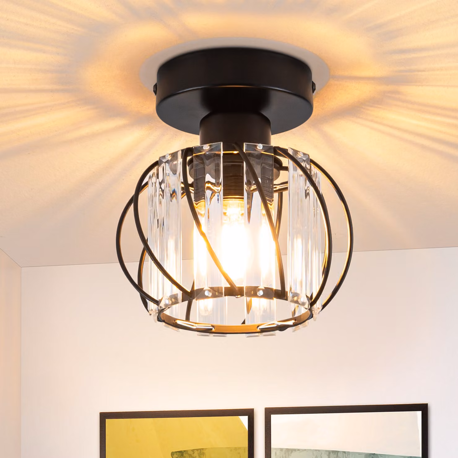Lampada a soffitto ZMH, lampada da parete per corridoio, lampada da soffitto E27, colore nero, lampada da cucina con struttura in metallo, illuminazione a soffitto per corridoio, cucina, balcone, soggiorno, hotel