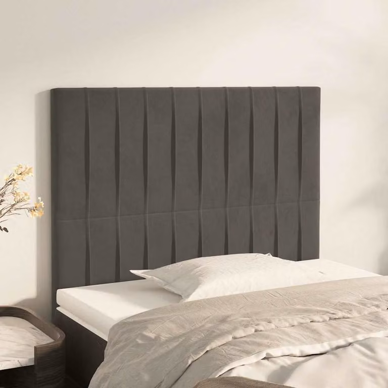 Testiera per letto vidaXL in velluto grigio scuro con struttura in legno, L/P/H: 118-128 x 80 x 5 cm