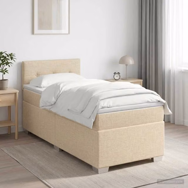 Letto box spring con materasso Crema 80 x 200 cm Tessuto 3450353
