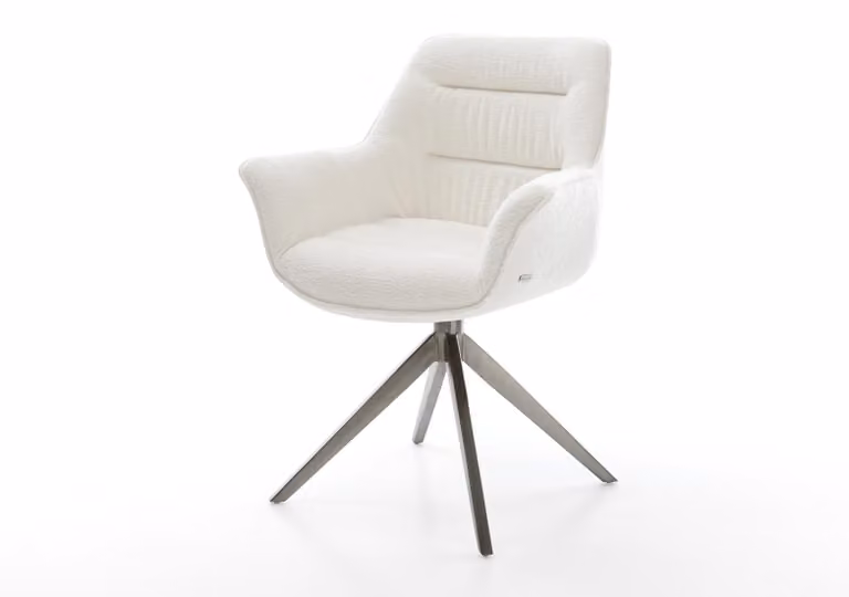 DELIFE Sedia girevole Kaira-Flex Bouclé Soft Beige, base a croce larga, color grafite, rotazione a 360°, funzione oscillante