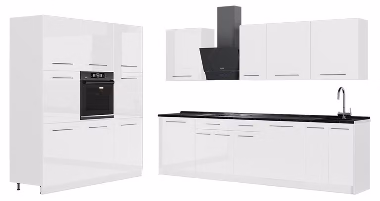 Cucina componibile Vicco Fame-Line Bianco lucido/Bianco 460 cm, PL Antracite, Model 63837