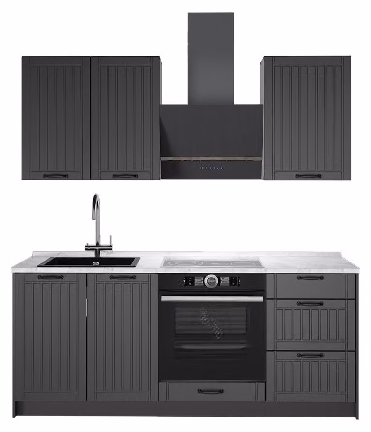 Cucina monoblocco Vicco Fame-Line Grigio scuro/Antracite 190 cm, PL Marmo, Model 64849