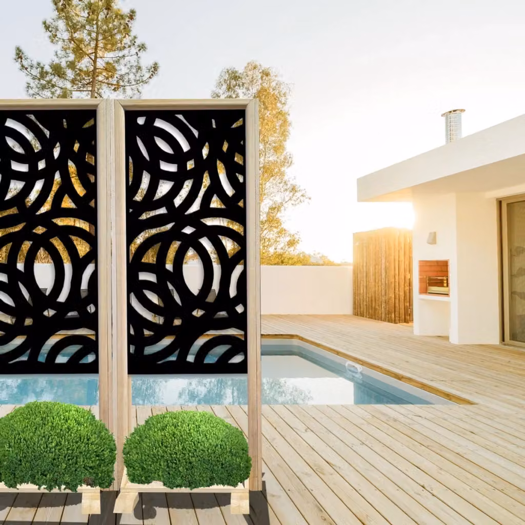Separè modulabile Signorbit Cerchi Large in legno e PVC nero L: 70 cm, P: 50 cm, H: 190 cm – 2