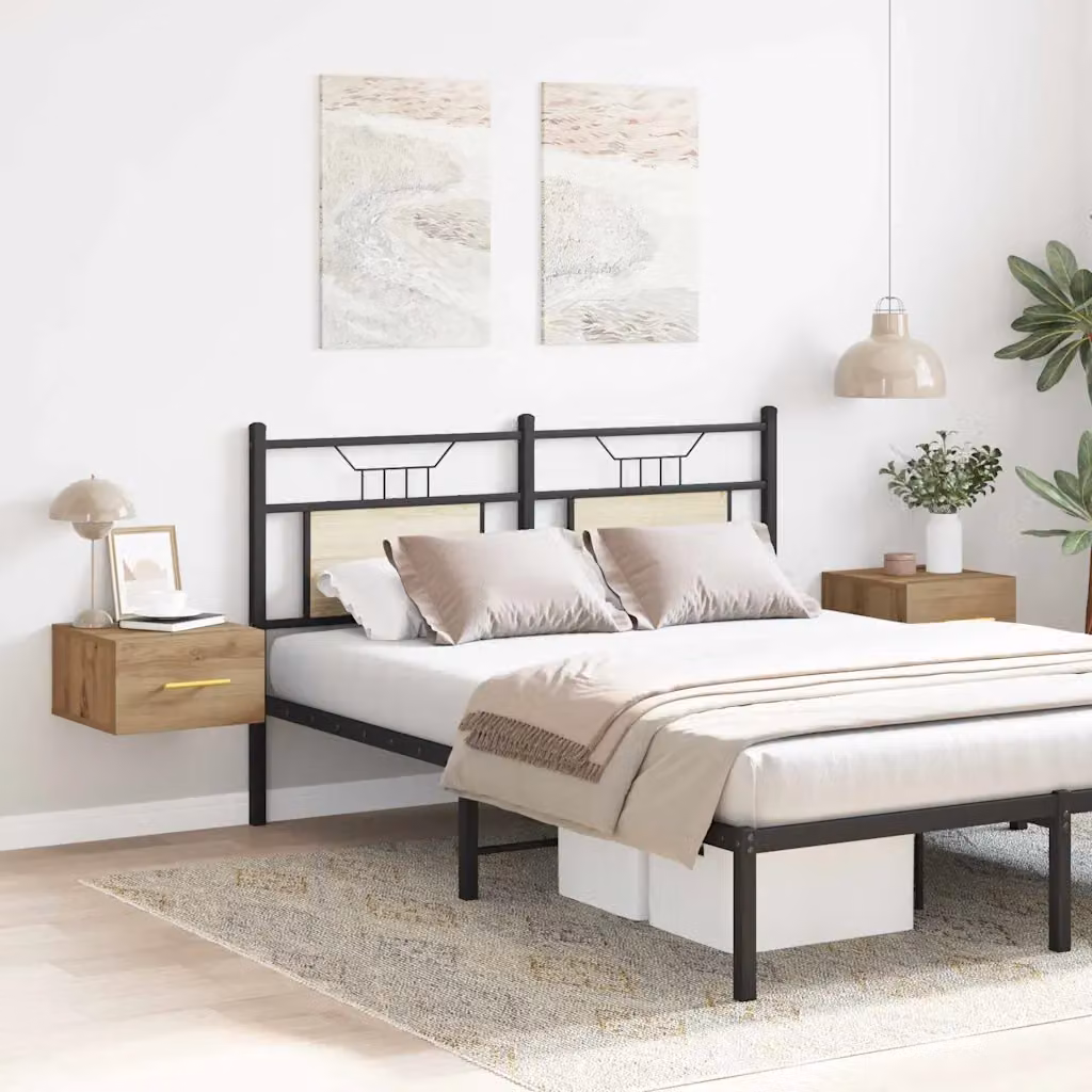 Set di 2 Armadi da Notte vidaXL in Legno MDF Marrone Rustico L/P/H: 35 x 35 x 20 cm