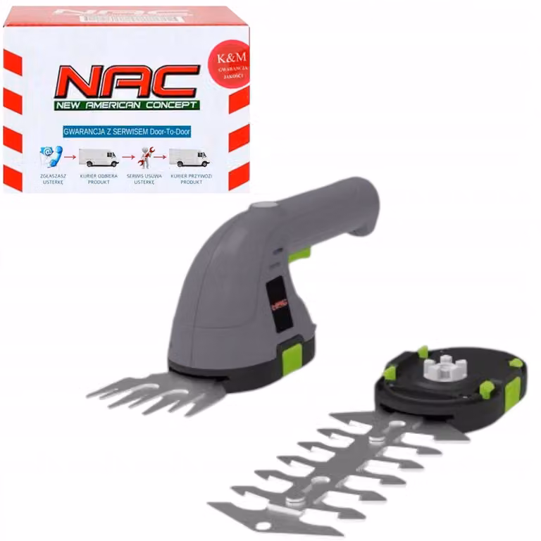 Cesoie a batteria NAC 3,6V, strumento da giardino, taglio preciso, prato e arbusti, sistema di cambio rapido, design compatto e leggero.