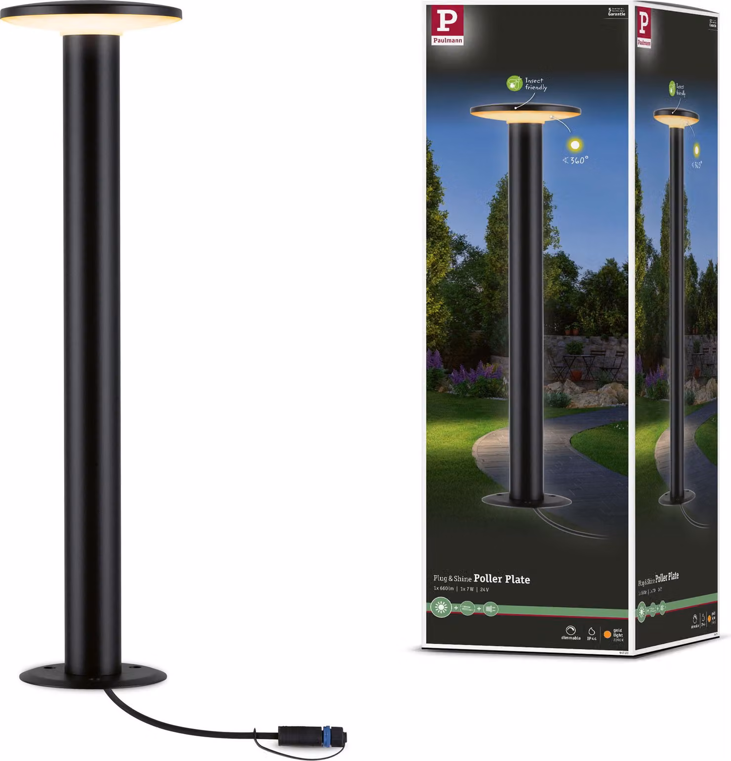Paulmann Plug & Shine Luce di dissuasione a LED Piastra a luce singola amica degli insetti