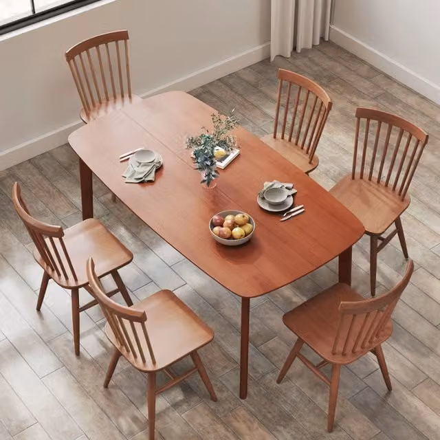 Tavolo da pranzo per 6 persone in legno marrone con piano effetto legno e finitura laccata 150 × 80 × 76 cm