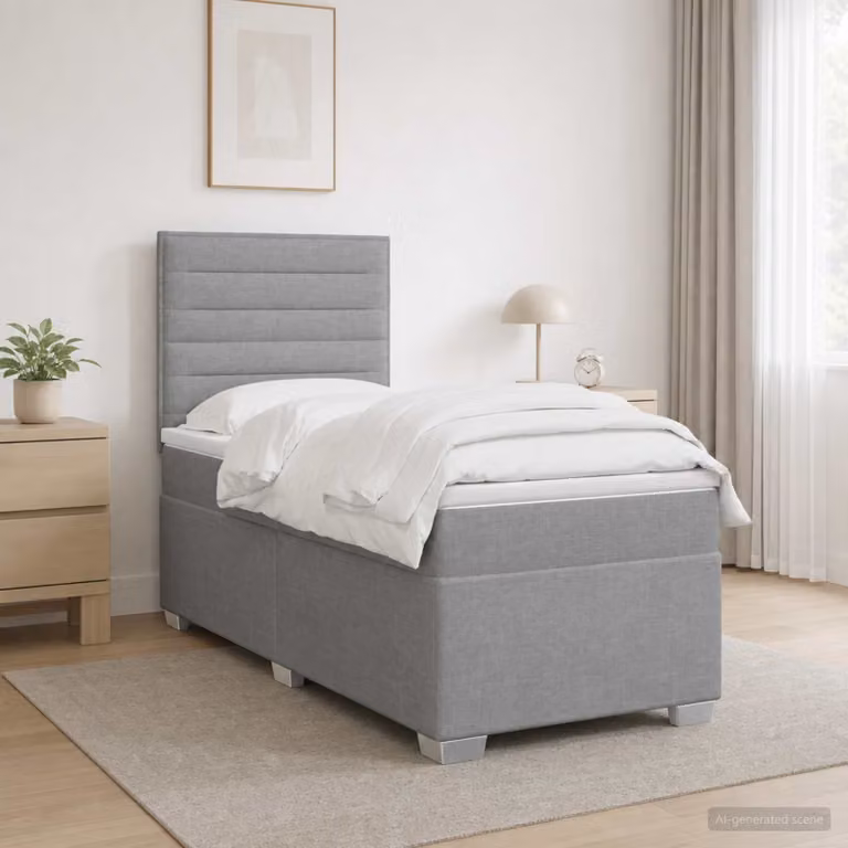 Letto box spring con materasso vidaXL Grigio Chiaro e Bianco, L/P/H: 200 x 80 x 45 cm