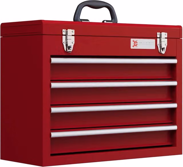 Cassetta portautensili baule 4 cassetti lucchettabile maniglia 51 x 22 x 39.5 cm organizzazione garage pro industriale in acciaio rosso 21_0006980