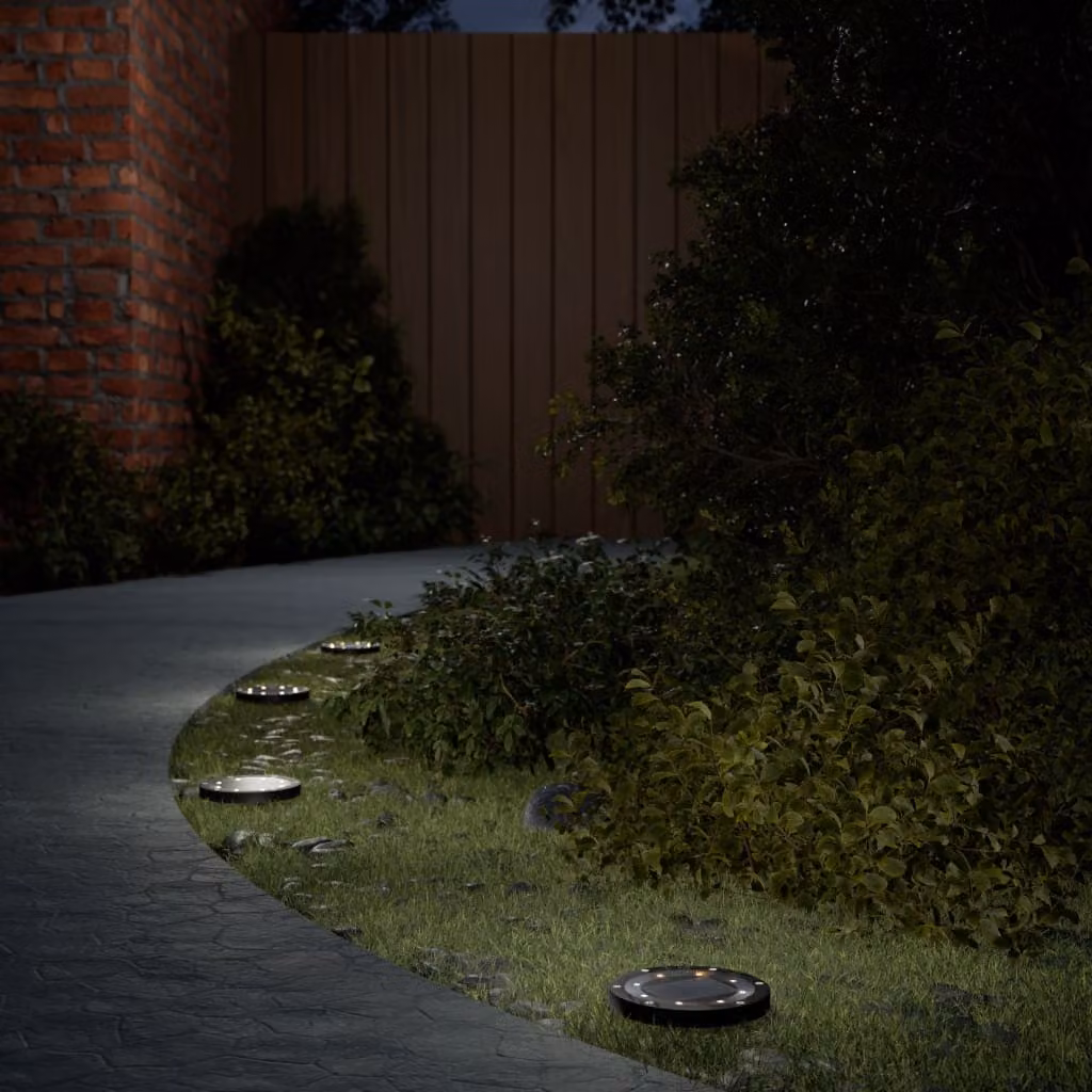 Set di 4 luci solari da terra vidaXL con picchetti per giardino, LED bianco caldo, impermeabili IP65