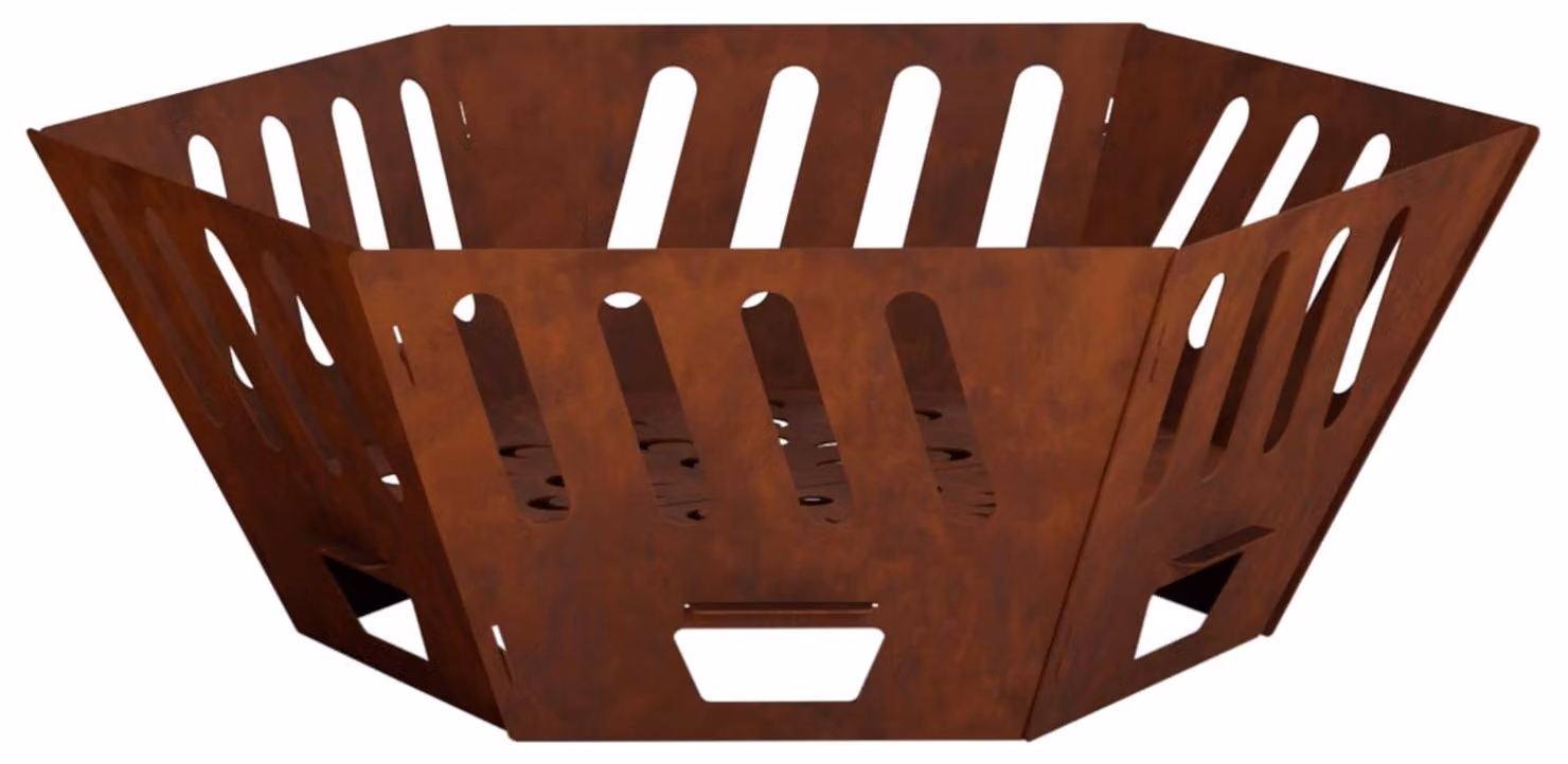 Focolare da esterno, aspetto ruggine, dimensioni 60 x 60 x 23 cm, acciaio resistente agli agenti atmosferici