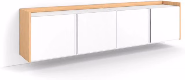Mobile TV Soggiorno, 207x50x35 cm, Per TV fino a 80", Sospeso, da appendere, Bianco e Rovere soft