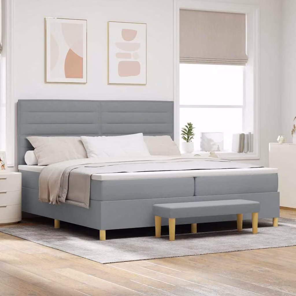 Maison Exclusive - Letto boxspring con materasso Grigio chiaro 200 x 200 cm Tessuto