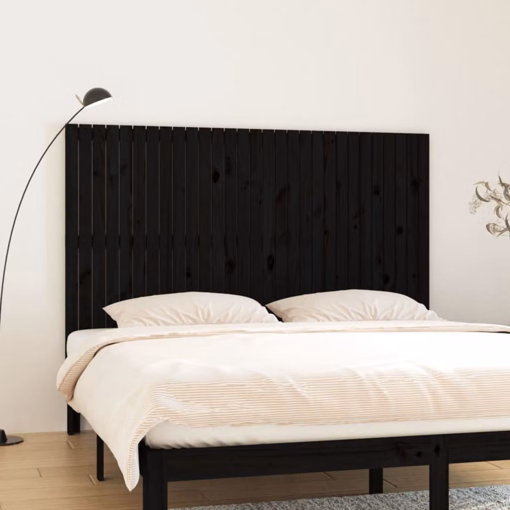 Testiera da parete vidaXL in legno massello di pino nero, L: 185 cm, H: 110 cm, P: 3 cm