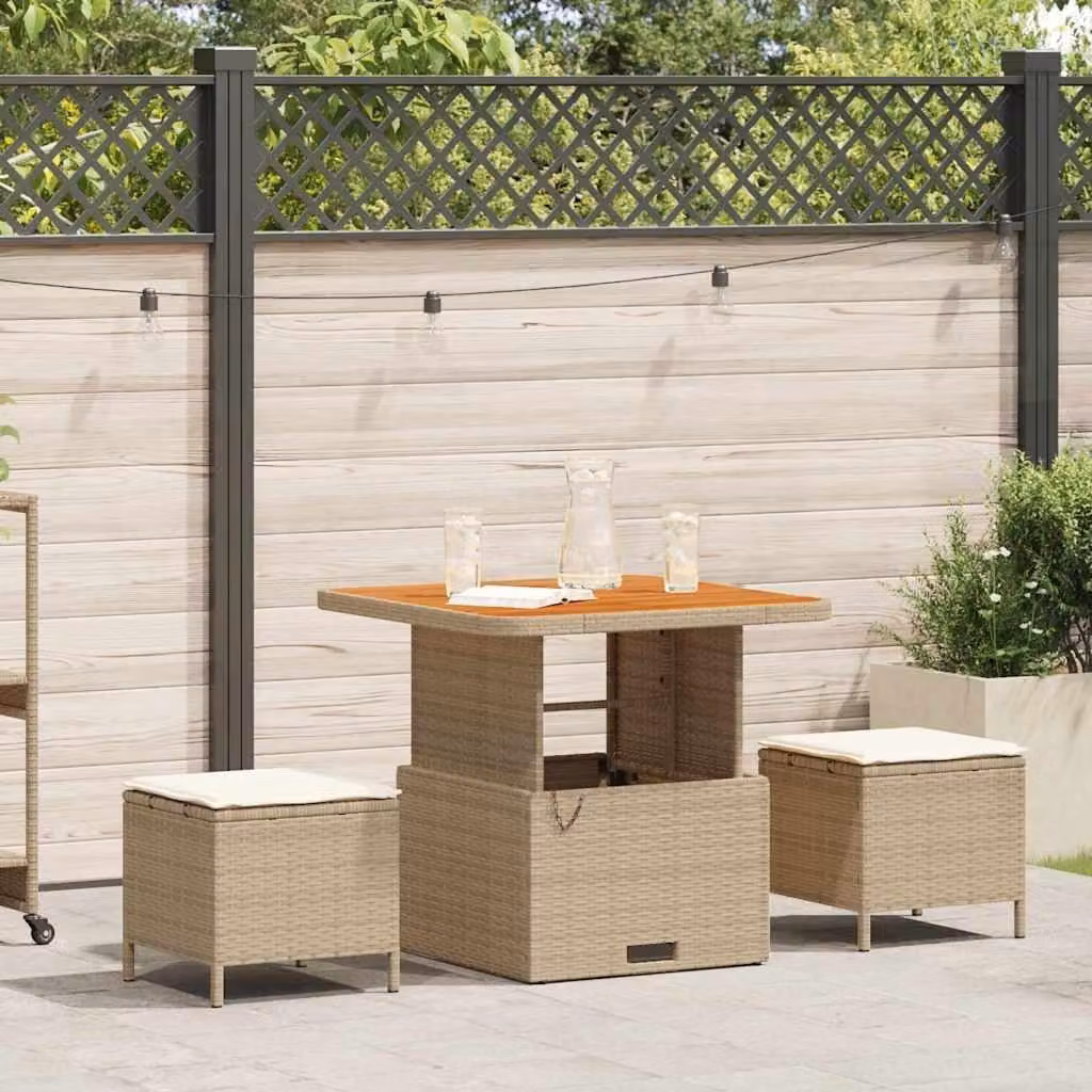 Maison Exclusive - Set da giardino per esterni, composto da 3 pezzi, in rattan sintetico beige