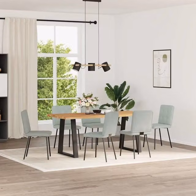 Sedie da Pranzo 6 pz | Sedie da cucina Grigio Chiaro in Velluto