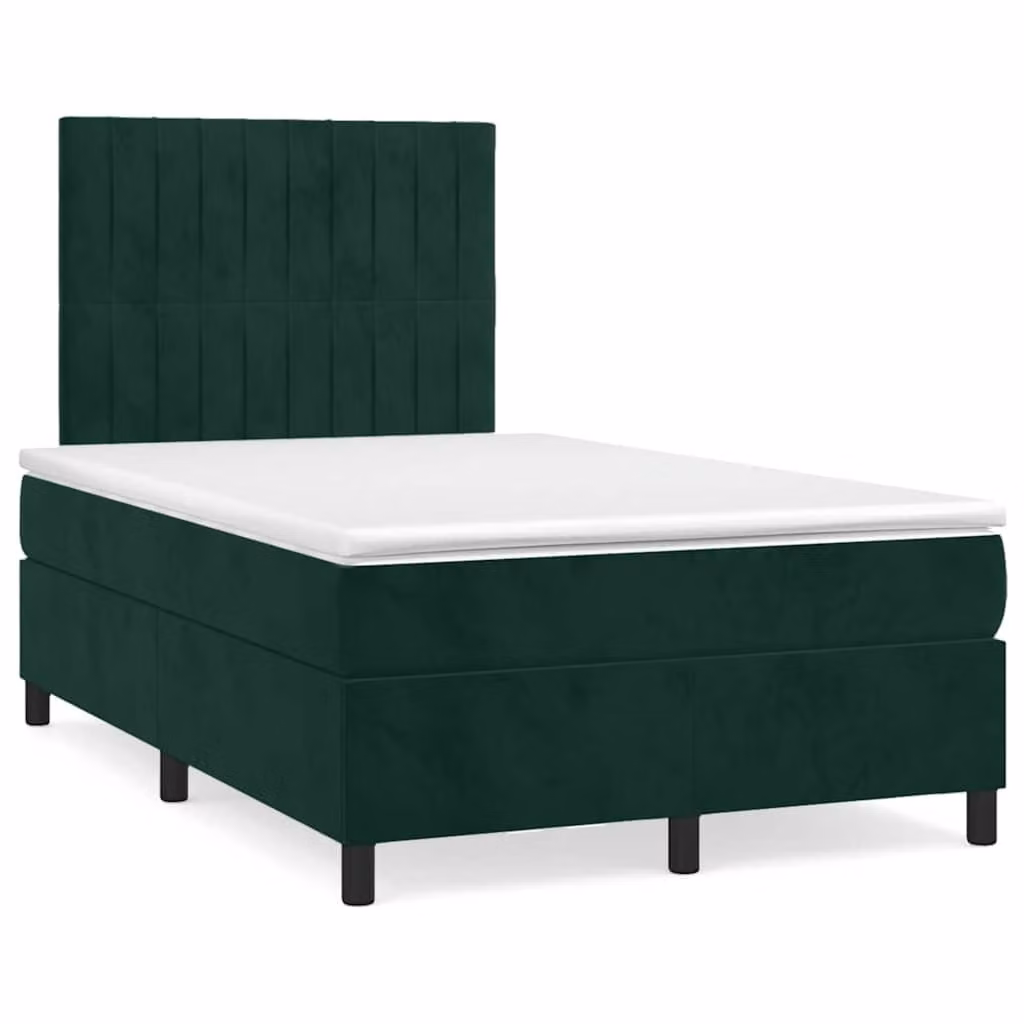 Giroletto a Molle con Materasso vidaXL in Velluto Verde e Bianco L/P/H: 120 x 200 cm