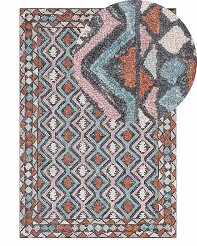 Tappeto moderno con motivo geometrico tribale 140 x 200 cm multicolore