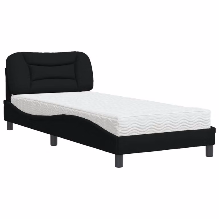 Letto con Materasso Hvar Nero 80x200 cm in Tessuto