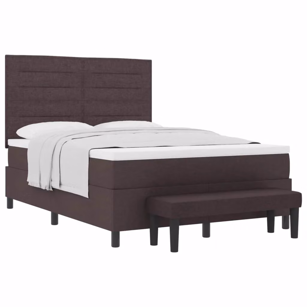 Letto Ibrido con Molle a Tasche e Testiera vidaXL, Rivestimento in Tessuto Marrone, L/P: 160 x 200 cm – 2