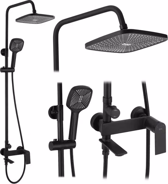 Set Doccia Rea Storm con Colonna Rigida Nero Opaco